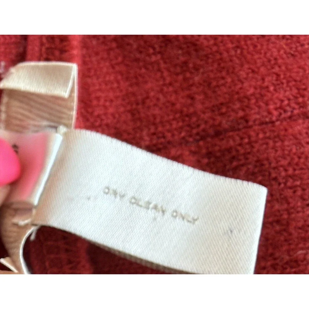 Chicos Razzie Red 100% Wool Open Front Cardigan Sweater Jacket Medium (1) 8/10 - Picture 4 of 7